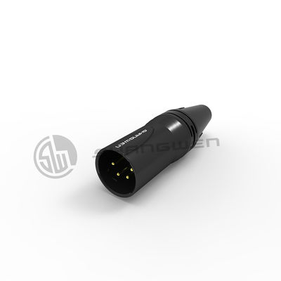 7.5A XLR Connector Electrical Black Audio 4 Pin Connector Male Plug