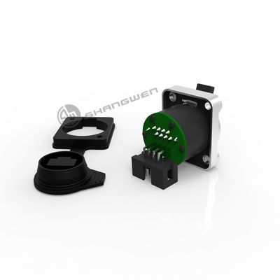 Outdoor IP65 Waterproof Panel Mount Thread Ethernet Rj45 Female Connector Horn Signal Right Angle Straight  Cat5e Cat PCB RJ45