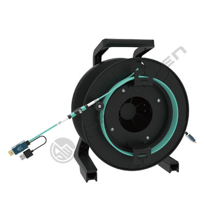 TPU Armored Jumper LC Detachable Armored 8K Fiber Optic HD MI 2.1 Active Optical Extension Cable  Drum for Media Servers