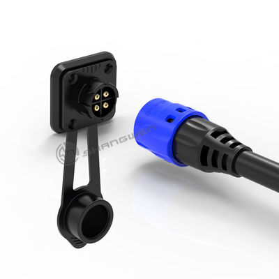Soldeur à 4 broches M19 Connecteur surmoldé en nylon bleu PA66 en alliage d'aluminium