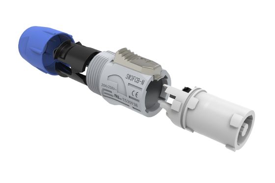 connecteur circulaire étanche à l'eau 3 broches Connecteur circulaire d'alimentation électrique Powercon mâle Matériau PA6