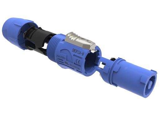 Utilisation à l'intérieur IP44 Triple Core Male Powercon Connector 3 broches Port d'entrée vidéo audio verrouillable