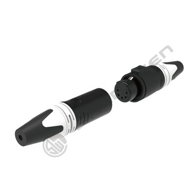 Connecteur XLR à petite puissance noir, étanche IP65, 3 broches, prise mâle