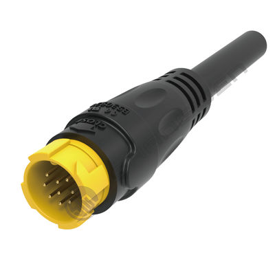 M19 Connecteur 9 broches Jaune 5A soudeur en alliage d'aluminium surmoldé Shell Nylon IP67