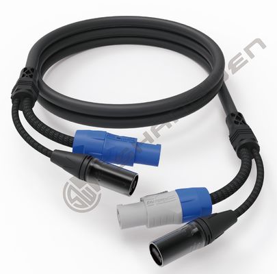 Câble combiné Powercon femelle mâle 3PIN DMX SJT Signal Power 2en1 Cat6 RJ45 Cat5E Blindé CAT6a Cat5e Câble réseau