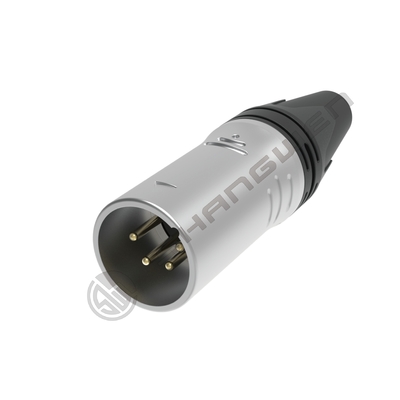 Connecteur XLR 4 pôles femelle 4P audio intérieur IP40 protection contacts argentés coque nickelée courant nominal 7.5a
