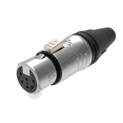 Connecteurs audio-vidéo XLR à 6 broches intérieurs protégés à 6 pôles femme mâle en argent noir avec courant nominal de 7,5 A