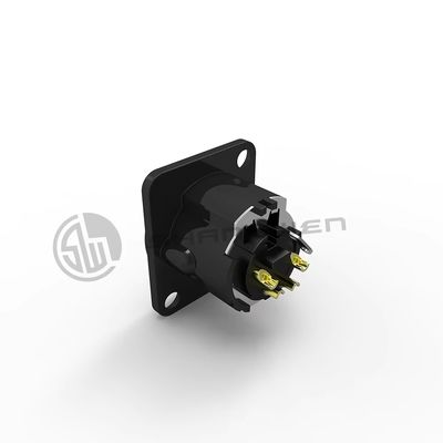 D-Type Black  Shape 5 Pin XLR Male Audio Socket Indoor Microphone Audio Jack Adapter Pack 5 Metal Panel Mount