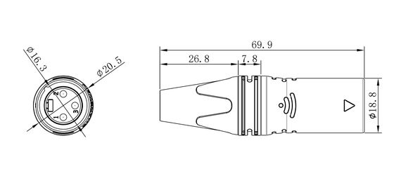Outdoor Waterproof 3-Pin XLR Male Audio Connector for Power Applications Factory Supply