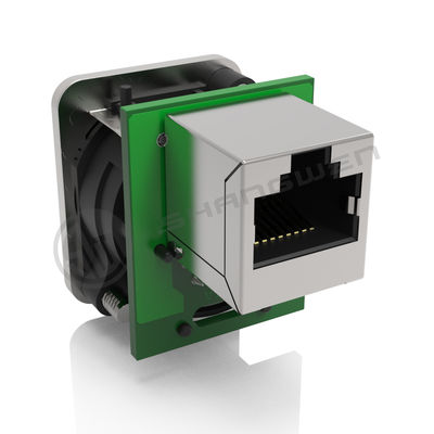 D-Shape Panel Mount Ethercon Ethernet RJ-45 Chassis Connector Indoor Cat 5e 8P Pins LED Application Network Signal D-RJ45