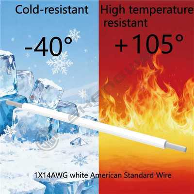 14AWG Power Cord White 14AWG Stranded Conductor Wire 105 VW-1 PVC Wire AWM 1015 14AWG 105℃ 600V VW-1 FT1 600V PVC Wire